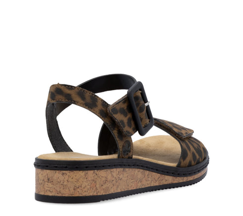 Sandale casual, dama, RIEKER, ANTISTRESS, V3660-90 negru, piele ecologica